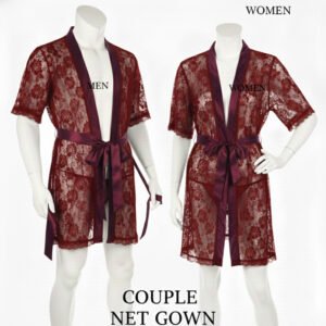 Couple Matching Romantic Robe / Gown Set – Sensual Net Nightwear for Men & Women (Pack of 2) | SKU: DC-C004