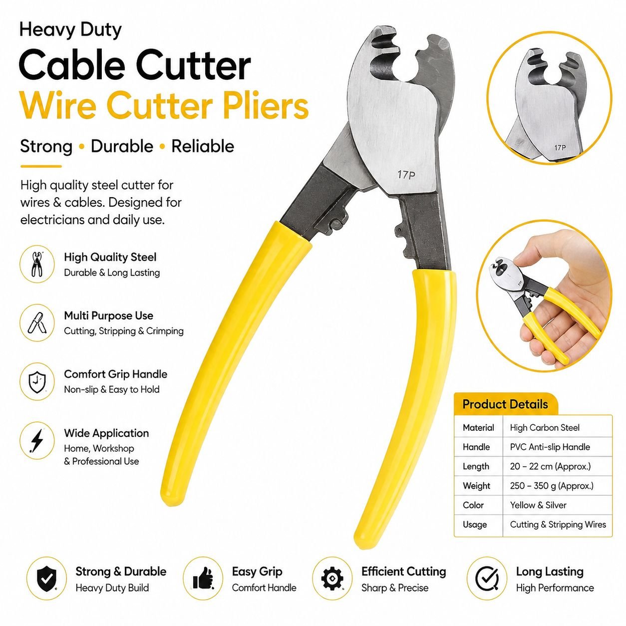 6-Inch (150mm) Professional High Quality Cable & Wire Cutter