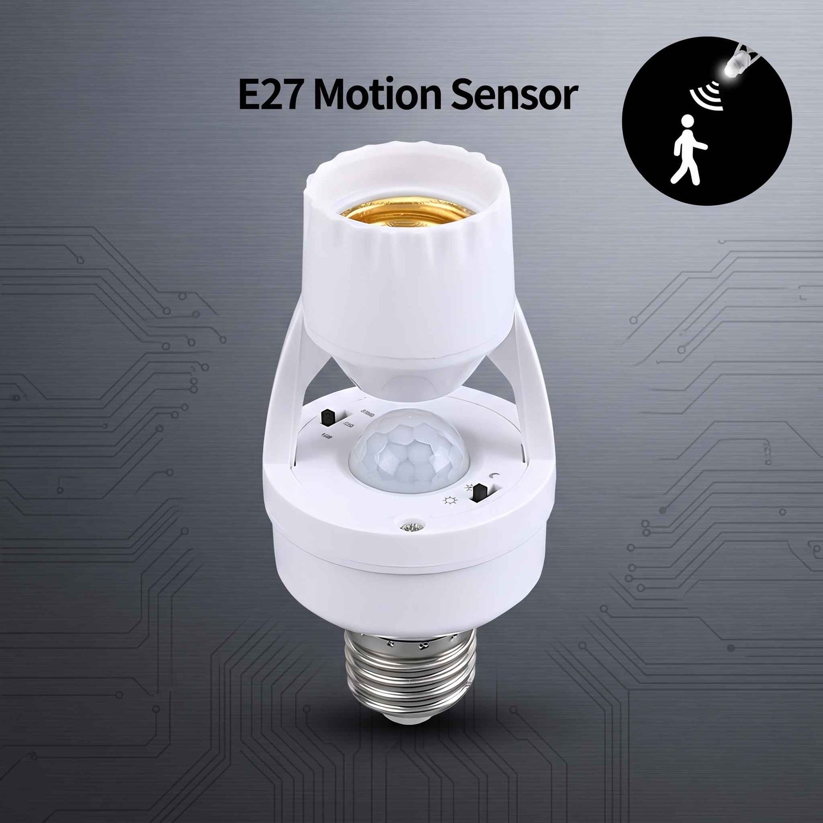 E27 Infrared PIR Motion Sensor Light Bulb Socket Adapter - Image 3