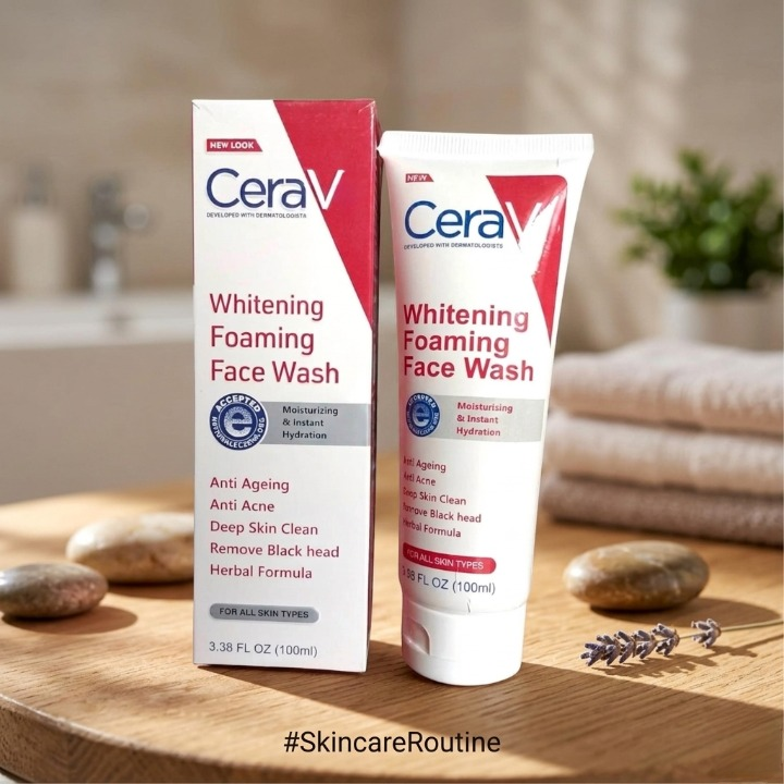 Cerave Whitening Foaming Face Wash 100ml Anti Ageing Anti Acne Deep Skin Clean - Image 2