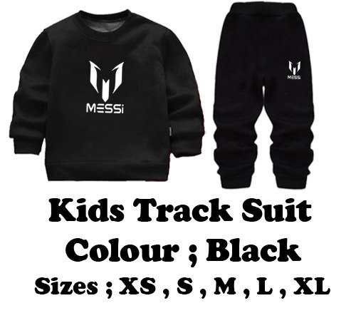 Kids Missi Printed Black & Black Tracksuit Set | Winter Fleece Sweatshirt & Trouser Outfit for Boys & Girls – Warm, Cozy & Stylish FOR BABY AND KIDS - Image 3