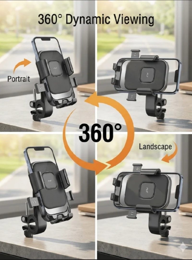 FLY Universal Mechanical Bike & Motorcycle Phone Mount – 360° Adjustable Handlebar Bracket for Bicycles, Scooters & E-Bikes - Image 2