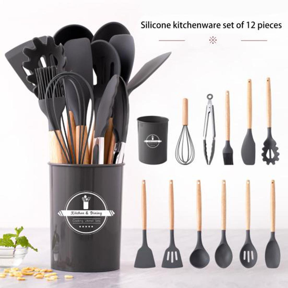 Silicone Utensils set with plastic holder temperature Resistance - Image 2