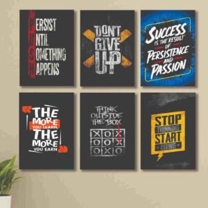 6 PC Wall Decor Cardboard Phototiles With Double Sided Back Sticking Multi Colour Motivational Quotes