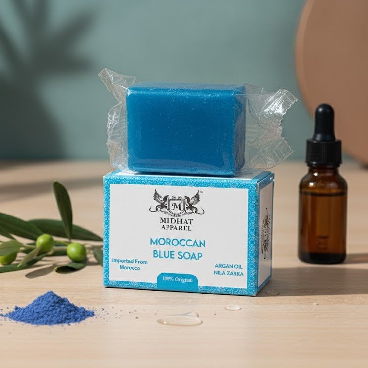 Midhat Apparel Moroccan Blue Soap For Premium Personal Care - 100Gram - Image 2