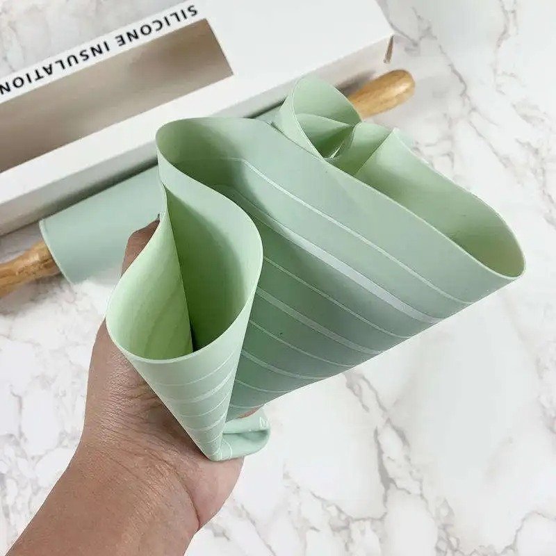 Silicone Dough Mat With Rolling Pin Set | Extra Thick Non-Slip Baking Mat For Pizza & Bread | Random Color - Image 3