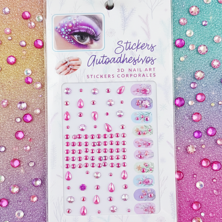 Temporary Tattoo for Women – Rhinestone Gems Face & Body Sticker | Self-Adhesive Crystal Makeup Decoration for Parties & Festivals (Random Design) - Image 2
