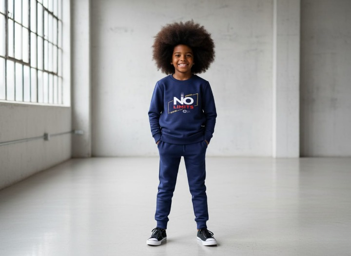 Kids Navey Blue no limit Printed Stylish Kids' Tracksuit Set | FOR BABY AND KIDS