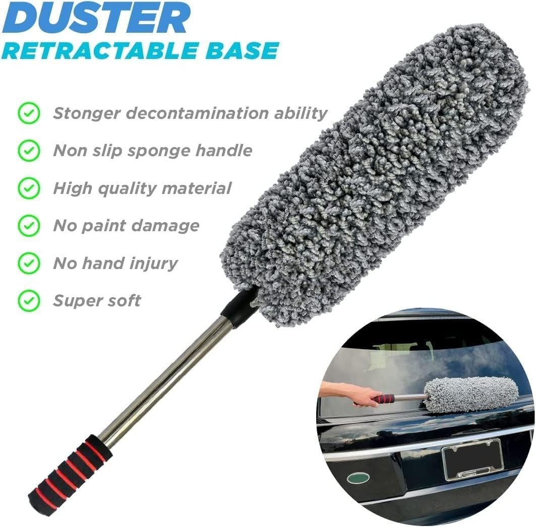 Premium Microfiber Car Duster Kit with Telescopic Handle – Scratch-Free Interior & Exterior Cleaning Brush for Cars, SUVs, Trucks & Home Use - Image 3