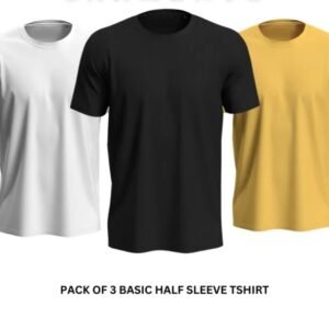 Pack of 3 Premium Half Sleeves Round Neck Plain Color T-Shirts for Men & Boys – Soft Comfortable Fabric