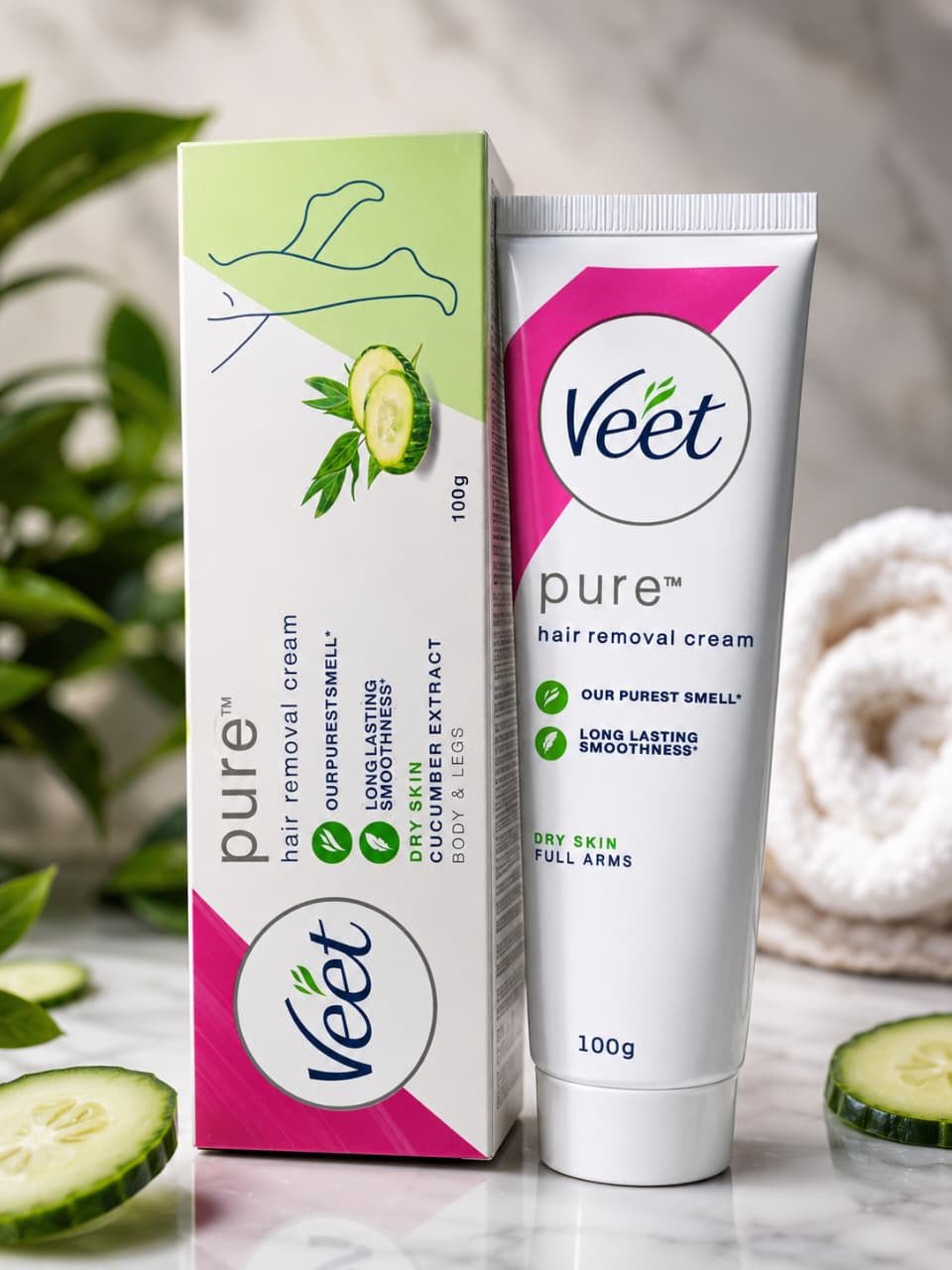 Veet Pure Hair Removal Cream For Dry Skin 100g Is Specially Formulated To Provide Gentle And Effective Hair Removal - Image 4