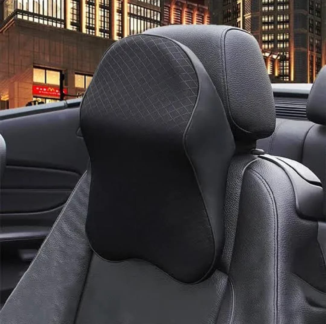 Universal Car Neck Seat Pillow – Soft Memory Foam Headrest (Beige & Black) - Image 5