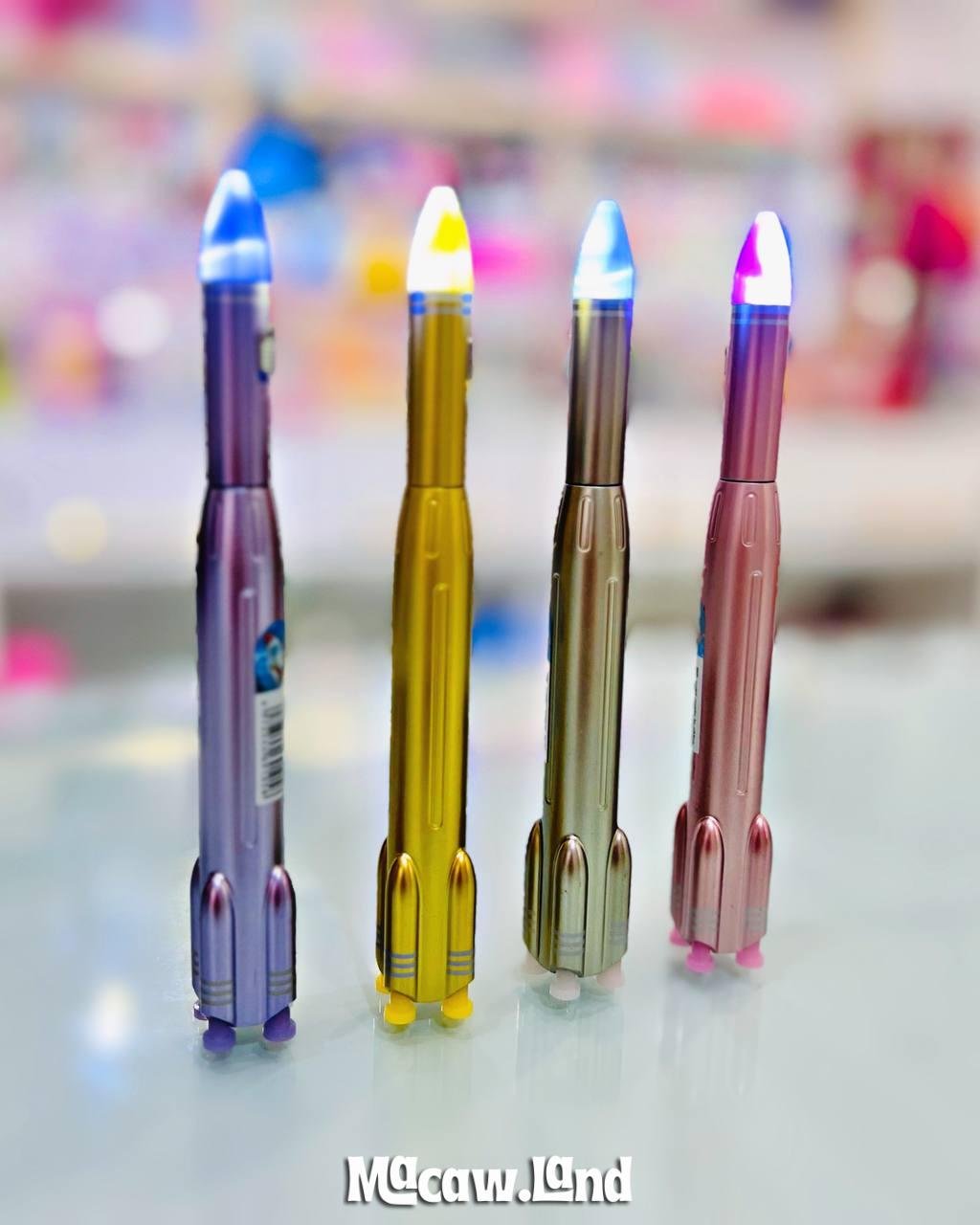 Rocket Shaped LED Gel Pen with Light-Up Tip (1 Piece – Random Metallic Color) - Image 2