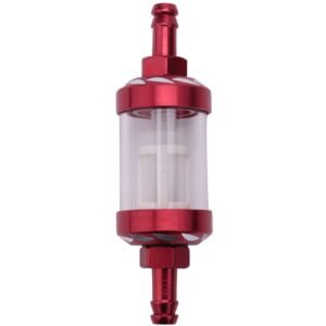 Universal Aluminum Glass Motorcycle Oil Filter – Transparent Reusable Inline Oil Filter for Motorbikes (Random Color)