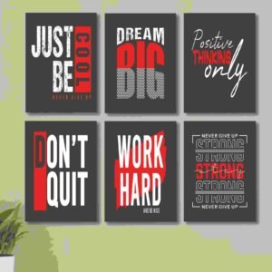 6 PC Motivational Wall Decor Cardboard Phototiles Durable Elegant Stylish Inspiring And Unique Decorative Home And Office Art