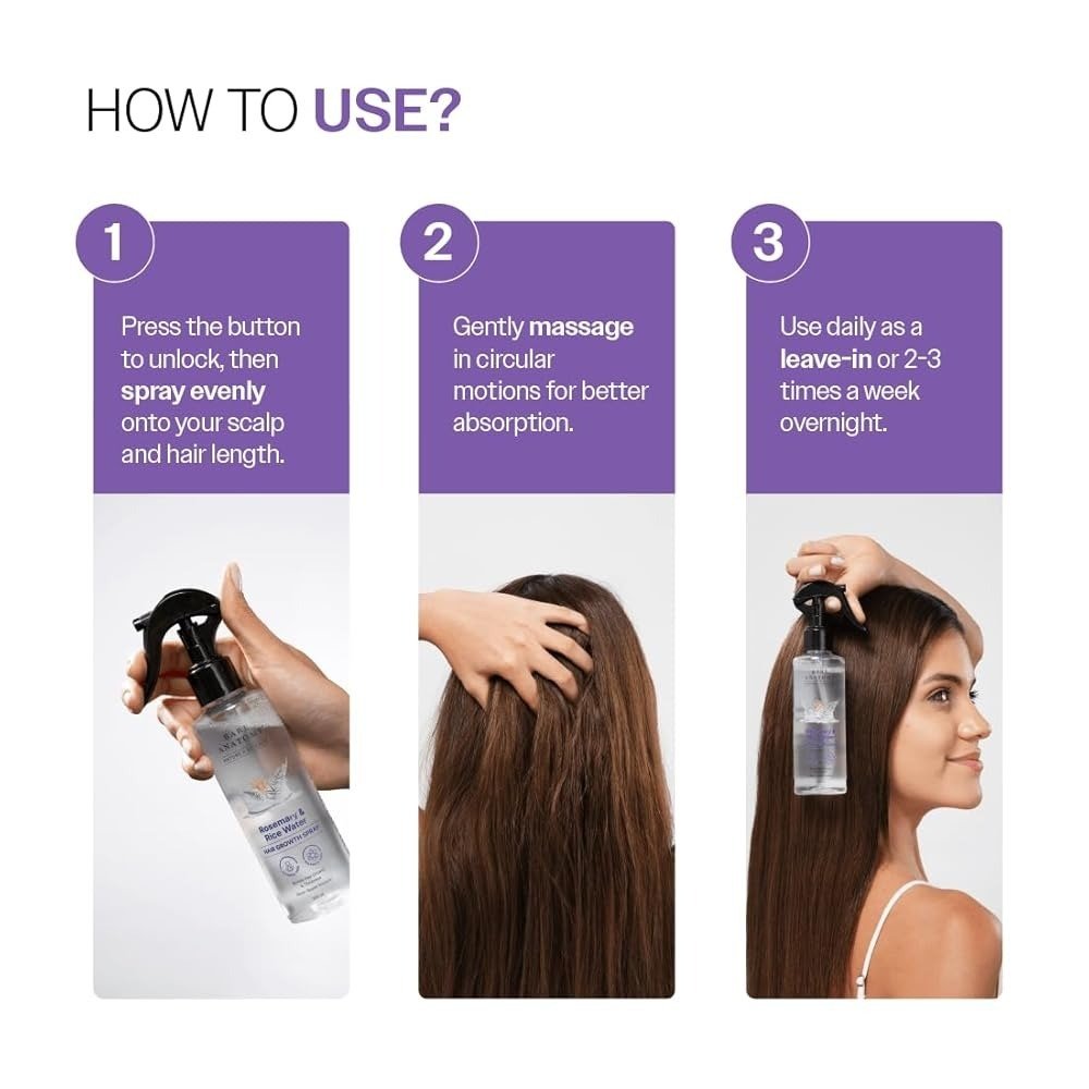 Bare Anatomy Rosemary & Rice Water Hair Growth Spray – 200ml | Strengthen & Thicken Hair | Made In India - Image 4
