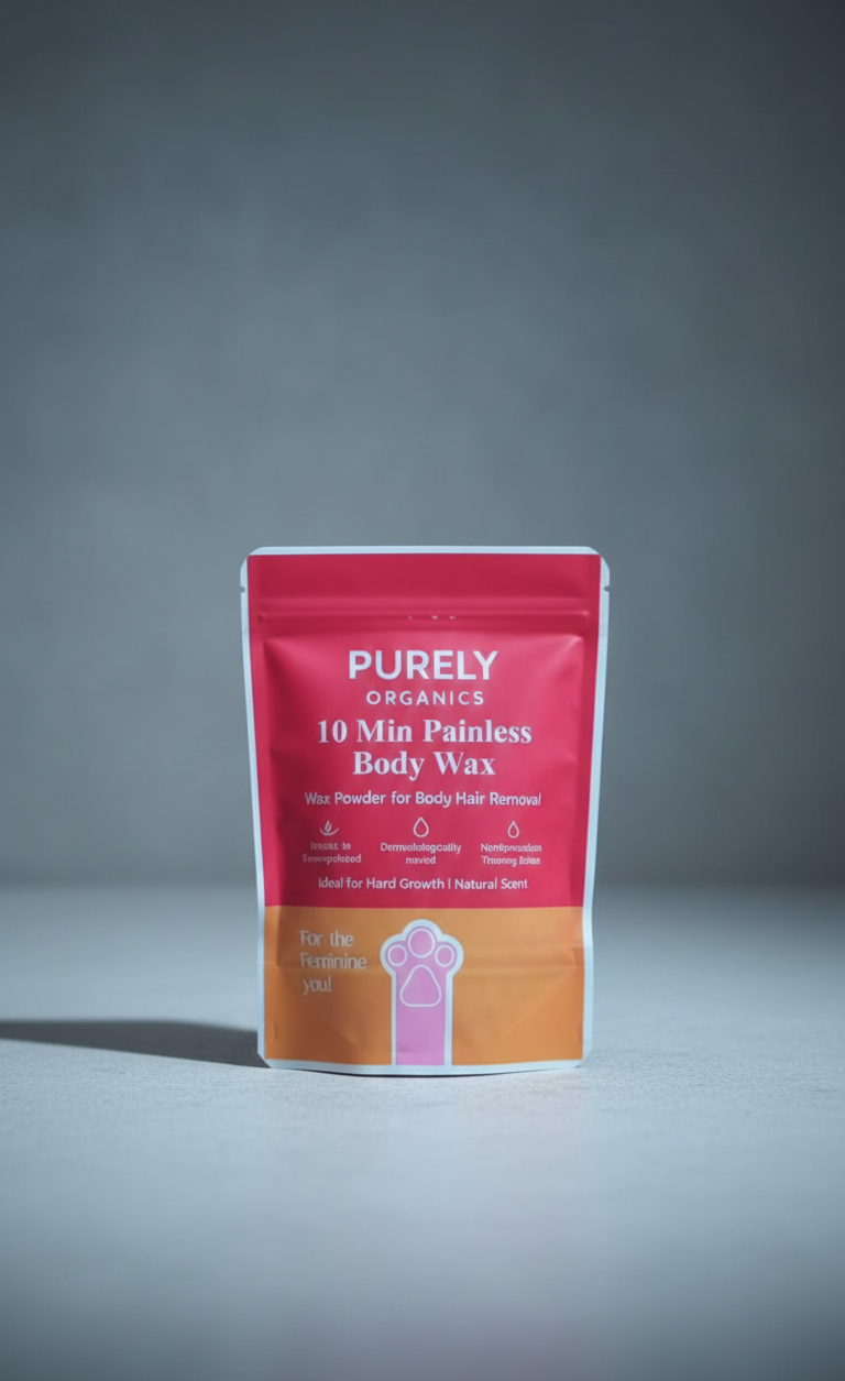 Purely Organics 10 Min Painless Body Wax Powder – Natural Hair Removal for Sensitive Skin (157g)
