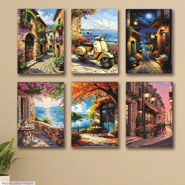 6 PC Colorful Wall Art Cardboard Phototiles Durable Elegant Stylish Vibrant And Unique Decorative Home And Office Collection
