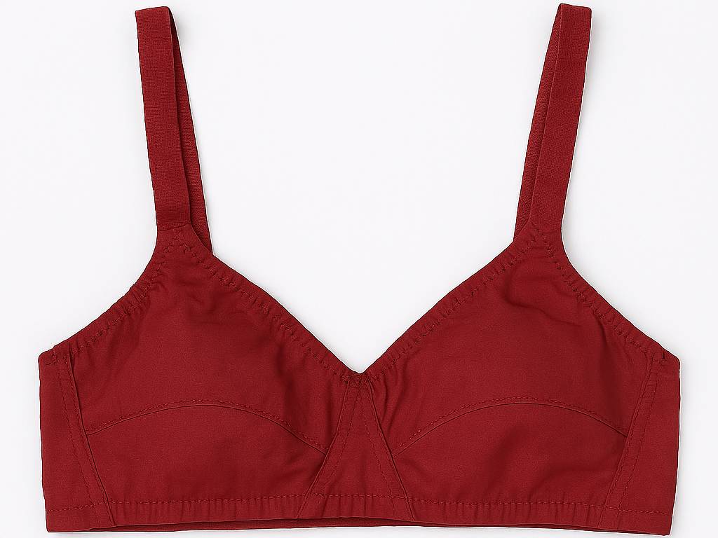 Cotton Sada Bra Pack of 3 – Mehroon, Black & Skin Color | Comfortable 3 Hook Non-Padded Bra for Women - Image 2