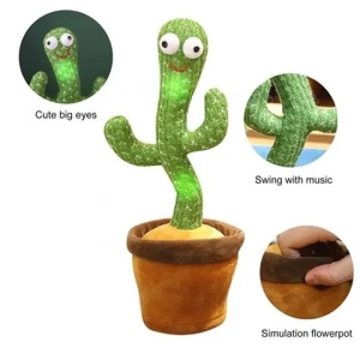 Interactive Dancing Cactus Toy – Singing, Talking, Voice Recording Plush with USB Rechargeable Function – Fun Educational Gift for Babies and Kids (Ages 6 Months & Up) - Rechargeable & With Box - Image 2