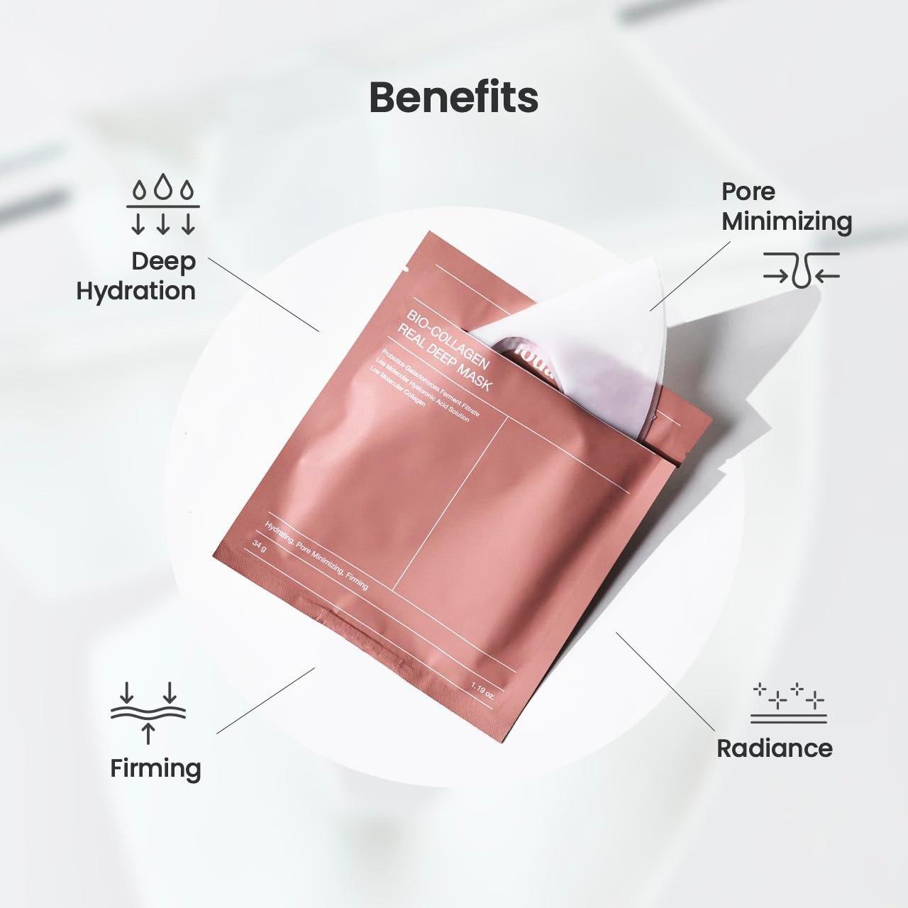 01 Pc Bio-Collagen Real Deep Mask, Hydrating Over Night, Facial Sheet Mask, Pore Minimising, Firming, Collagen Mask, Hydrating Overnight Skin Care Mask - 34gram - Image 4