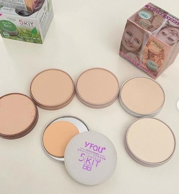Pack Of 01 - 5 in 1 | Multi-Shade Face Powder Palette with Mirror | Compact Makeup Kit for All Skin Tones | Natural Finish & Easy Blending - Image 5