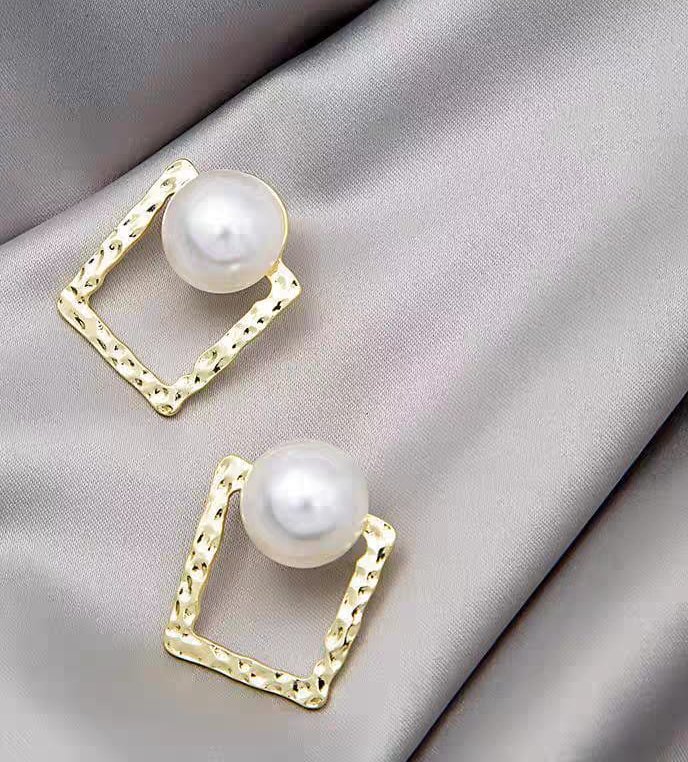 Korean Square Pearl Shape Earing | Ethnic wear | Casual wear for girls - Image 2