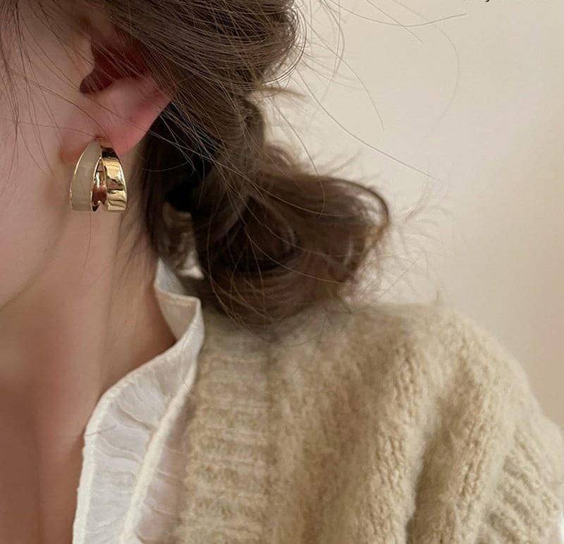 Elegant Dual Colour Korean Gold Plated Earings | Casual wear Fashion Trendy Jewelry - Image 3