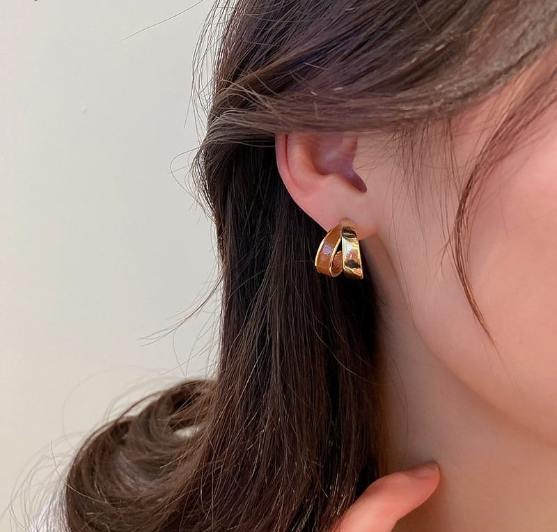 Elegant Dual Colour Korean Gold Plated Earings | Casual wear Fashion Trendy Jewelry - Image 2
