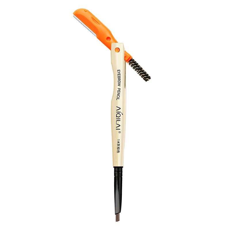 Aiqilai 3 in 1 Eyebrow Pencil | Eyebrow Pencil Gel | Anti-Smudge | Long-Lasting | Three-in-One | Double-Headed | Folding Eyebrow Trimming Knife | Brush - Image 5
