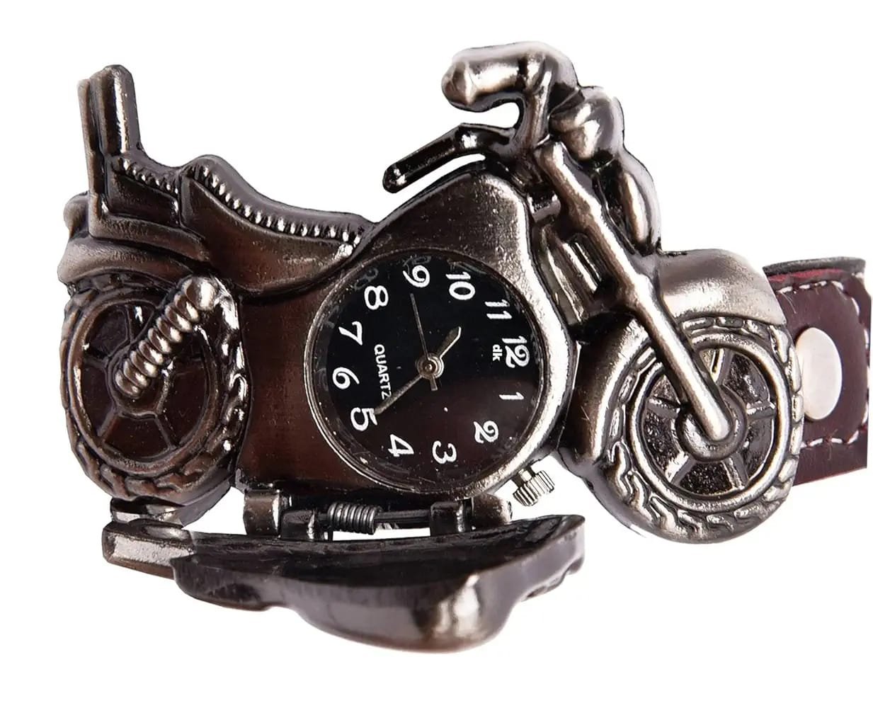Men’s Motorcycle-Inspired Analog Wrist Watch with Bike Look Stainless Steel Dial – Stylish Daily Watch with Premium Leather Strap (Without Box) - Image 4