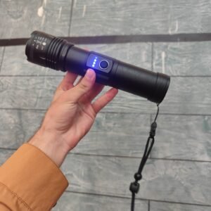 Tactical LED Flashlight Kit SP-38-1 – Rechargeable High Power Torch with 3x18650 Batteries & Portable Hard Case (Range 1.5km)