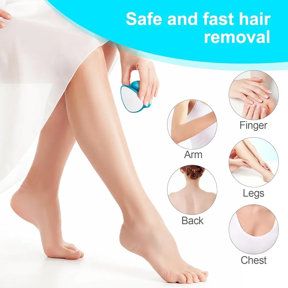 2 in 1 Double-Sided Nano Glass Callus Remover & Crystal Hair Eraser – Safe & Quick Foot File, Dead Skin & Hard Callus Remover, Painless Epilator for Women, Portable Pedicure Tool (Random Color) - Image 3
