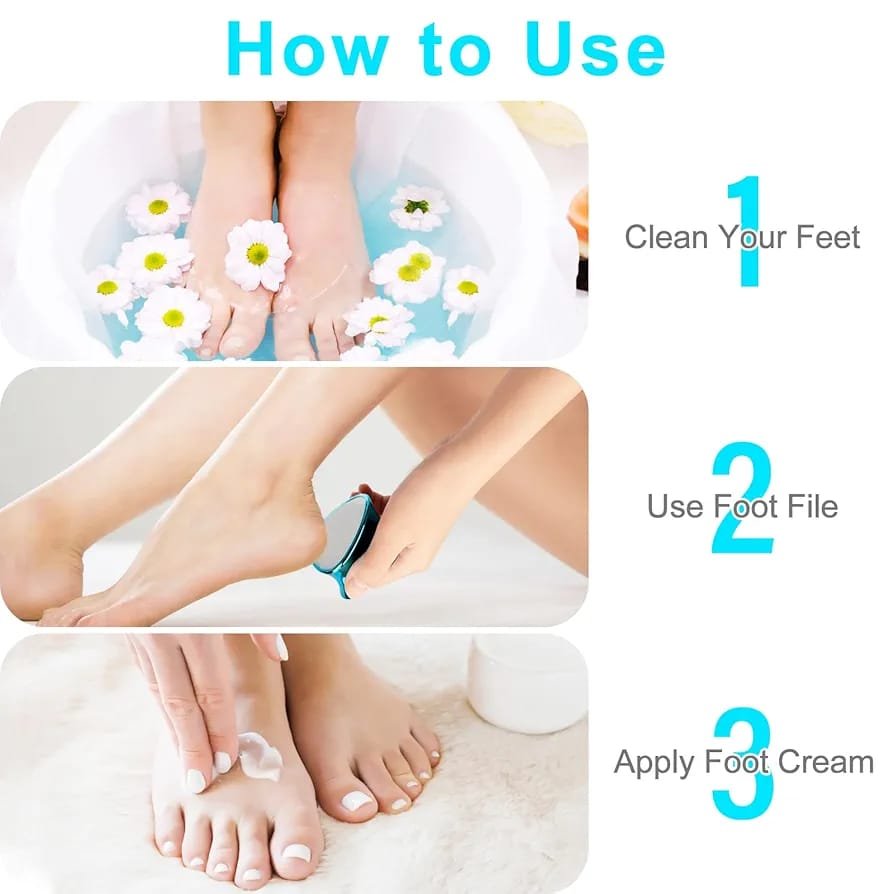2 in 1 Double-Sided Nano Glass Callus Remover & Crystal Hair Eraser – Safe & Quick Foot File, Dead Skin & Hard Callus Remover, Painless Epilator for Women, Portable Pedicure Tool (Random Color)