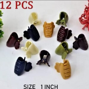 Pack of 12 Hair Catchers – Small Size (1 Inch) Multicolor Plastic Clips for Women & Girls | Strong Grip & Stylish Design (Random Color)