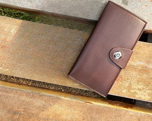 Tri-Fold Pure Leather Long Wallet for Men & Women – Genuine Cow Leather Fashion Wallet with Multiple Card Slots, Cash & Mobile Compartments – Stylish Smooth Pattern in Brown, Black & Blue (18×9×2cm) - Image 5