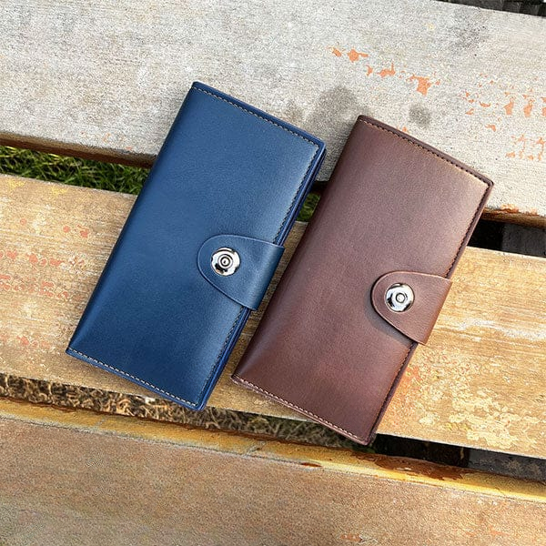Tri-Fold Pure Leather Long Wallet for Men & Women – Genuine Cow Leather Fashion Wallet with Multiple Card Slots, Cash & Mobile Compartments – Stylish Smooth Pattern in Brown, Black & Blue (18×9×2cm) - Image 4