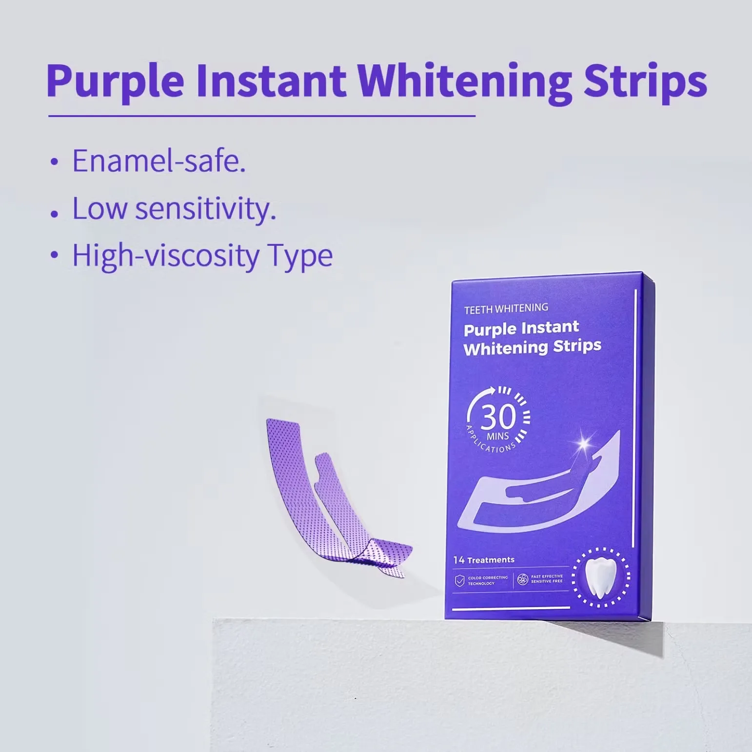 Purple Instant Teeth Whitening Strips – Fast Teeth Whitening Treatment, Color Correcting Technology, 30-Minute Application, - Image 2