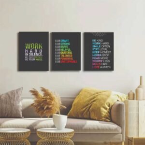 Set Of 3 Motivational Sticky Canvas Frames For Wall Decore / Sticky Phototiles