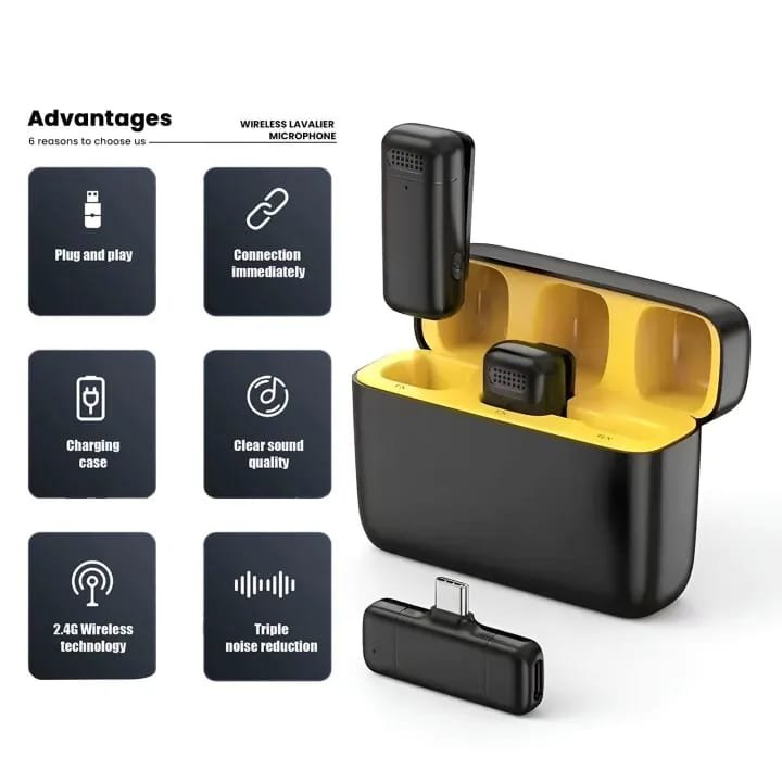 K13 Type-C ANC Dual Wireless Lavalier Microphone Professional Noise Cancelling Clip-On Mic Charging Case Video Recording - Image 4