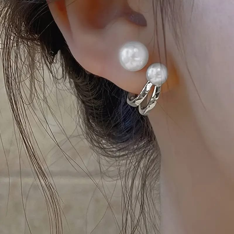 ZVT-167 Korean Pearl Circle Earrings – Elegant Fashion Jewellery, Stylish Accessory for Women - Image 2
