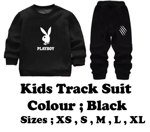Kids PLAYBOY Printed Stylish Black & Black Tracksuit Set | Winter Fleece Sweatshirt & Trouser Outfit for Boys & Girls – Warm & Trendy FOR BABY AND KIDS - Image 4