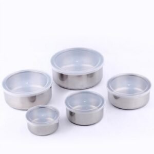 5pc Set Stainless Steel Bowl with Lid Kitchen Refrigerator Food Storage Mixing Bowls Sealed