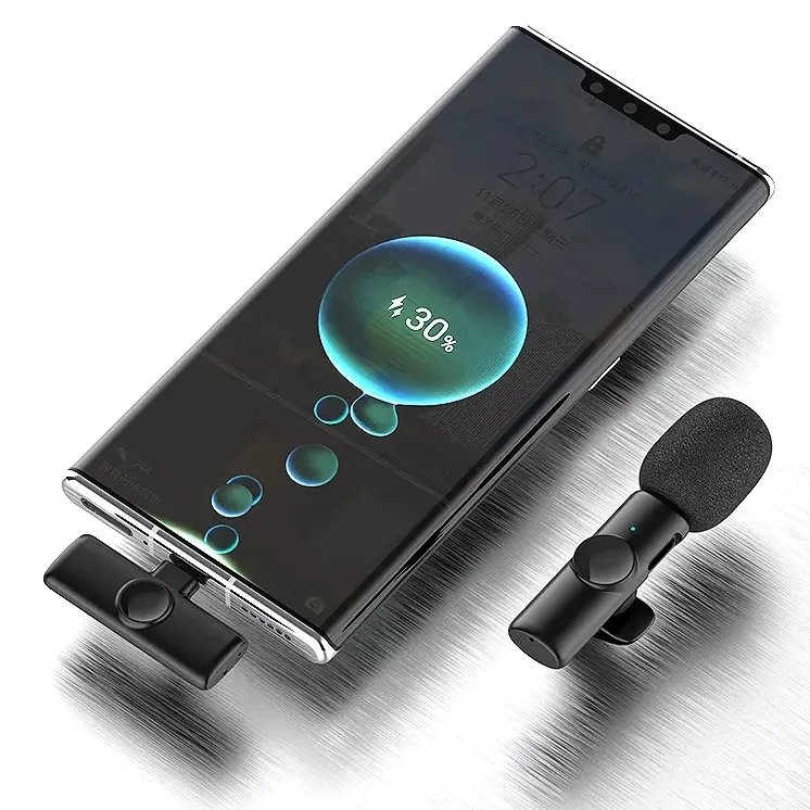 K11 2-in-1 Dual Wireless Collar Microphone Type-C & Lightning Omnidirectional Lavalier Mic for iPhone, Android, and Vlogging - Image 2