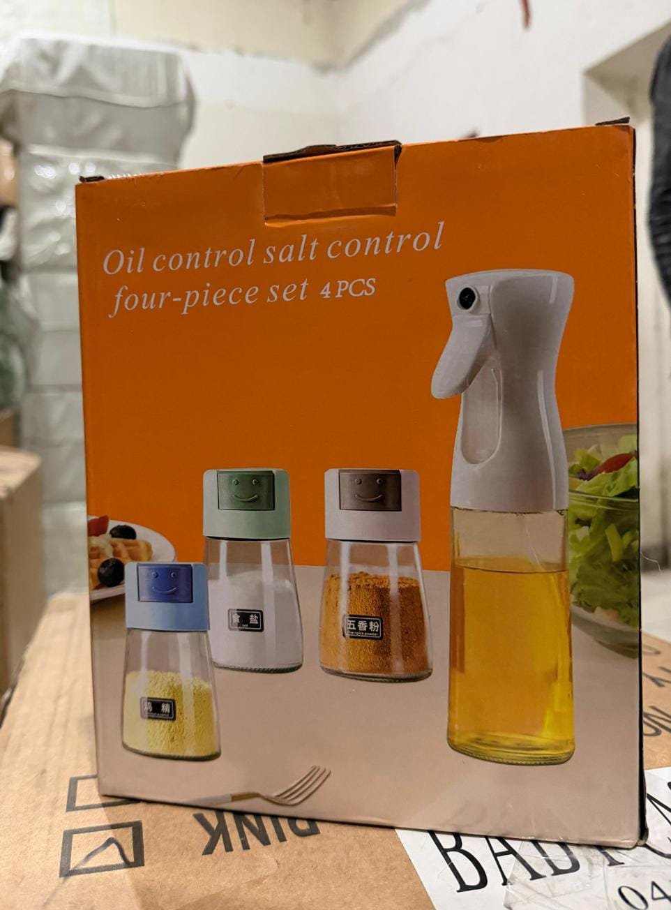4Pcs Oil And Spice Countertop Set Daisy Glass Seasoning Organizer With 3 Jars 180ml And 1 Oil Bottle 245ml - Image 5