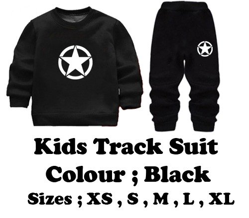 Kids Star Printed Black & Black Tracksuit Set | Winter Fleece Sweatshirt & Trouser Outfit for Boys & Girls – Warm & Trendy FOR BABY AND KIDS - Image 4