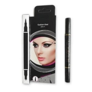 2-in-1 Waterproof Eyeliner & Stamp Liner Pen – Dual-Sided Matte Black Liquid Eyeliner with Precise Felt Tip and Winged Design Seal