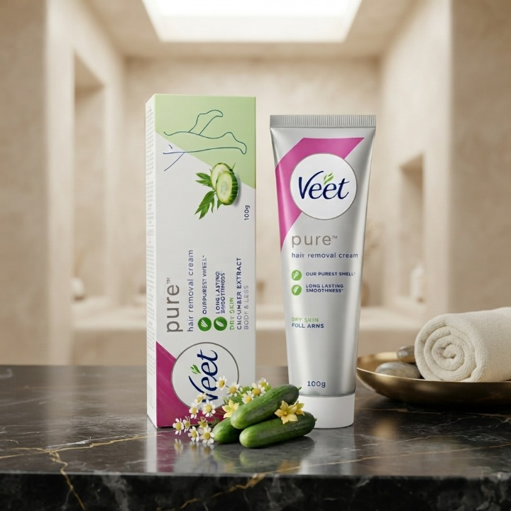 Veet Pure Hair Removal Cream For Dry Skin 100g Is Specially Formulated To Provide Gentle And Effective Hair Removal - Image 3