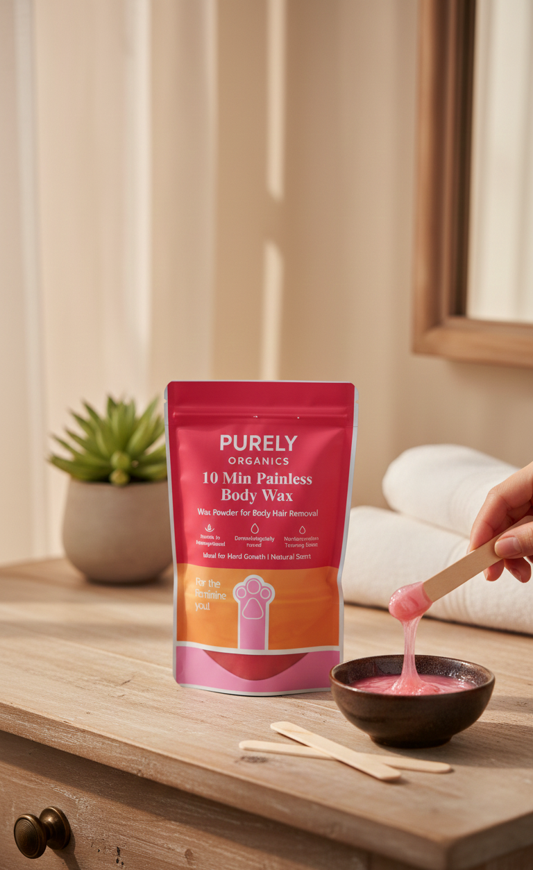 Purely Organics 10 Min Painless Body Wax Powder – Natural Hair Removal for Sensitive Skin (157g) - Image 2