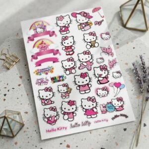 Hello Kitty Uncut Sticker Sheet 4x6 Inches Waterproof Durable Strong Adhesive High Quality PVC Practical Choice For Journal Mobile And Decoration